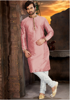 Pink Color Silk Fabric Kurta Set